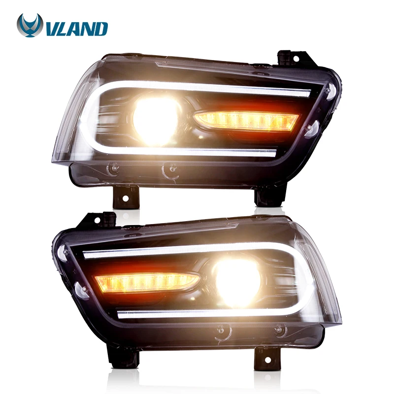 VLAND Factory Full LED Headlights 2011-2013 2014 With Sequential Headlamp 7th Gen Head Light For Dodge Charger