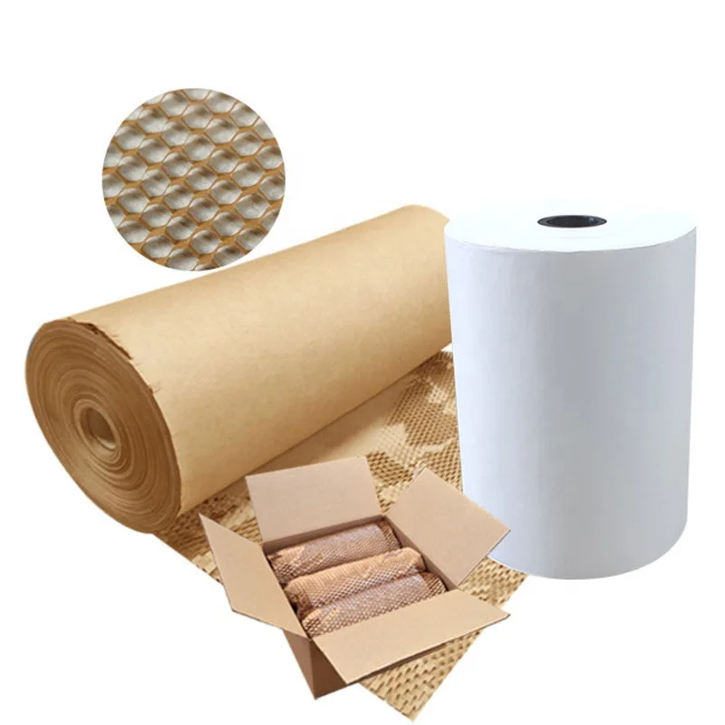 Perforated-Packing Cushioning Wrap Honeycomb Packaging Paper Rolls with 20 Fragile Sticker Labels