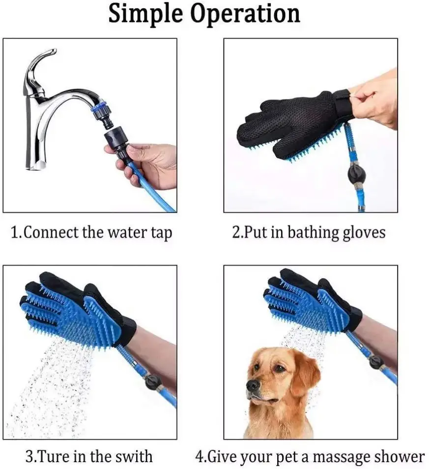 2 in 1  Five Fingers Hair Removal Silicone Pet Cat Cleaning  Hair Remover Grooming Deshedding And Bathing Brush Gloves