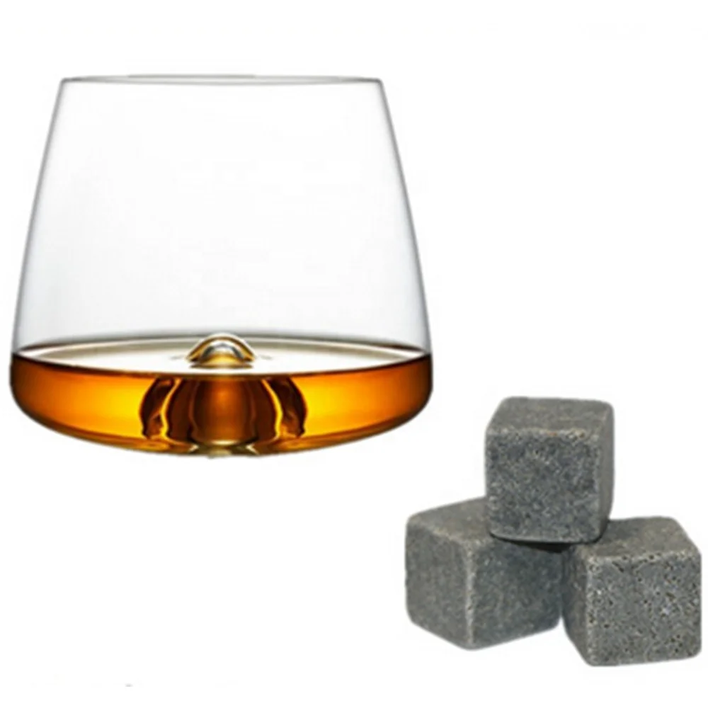 Wholesale Price Whiskey Stones Gift Set Chilling Whisky Rocks + 2 Crystal Shot Glasses, Premium Bar Accessories , Granite Square
