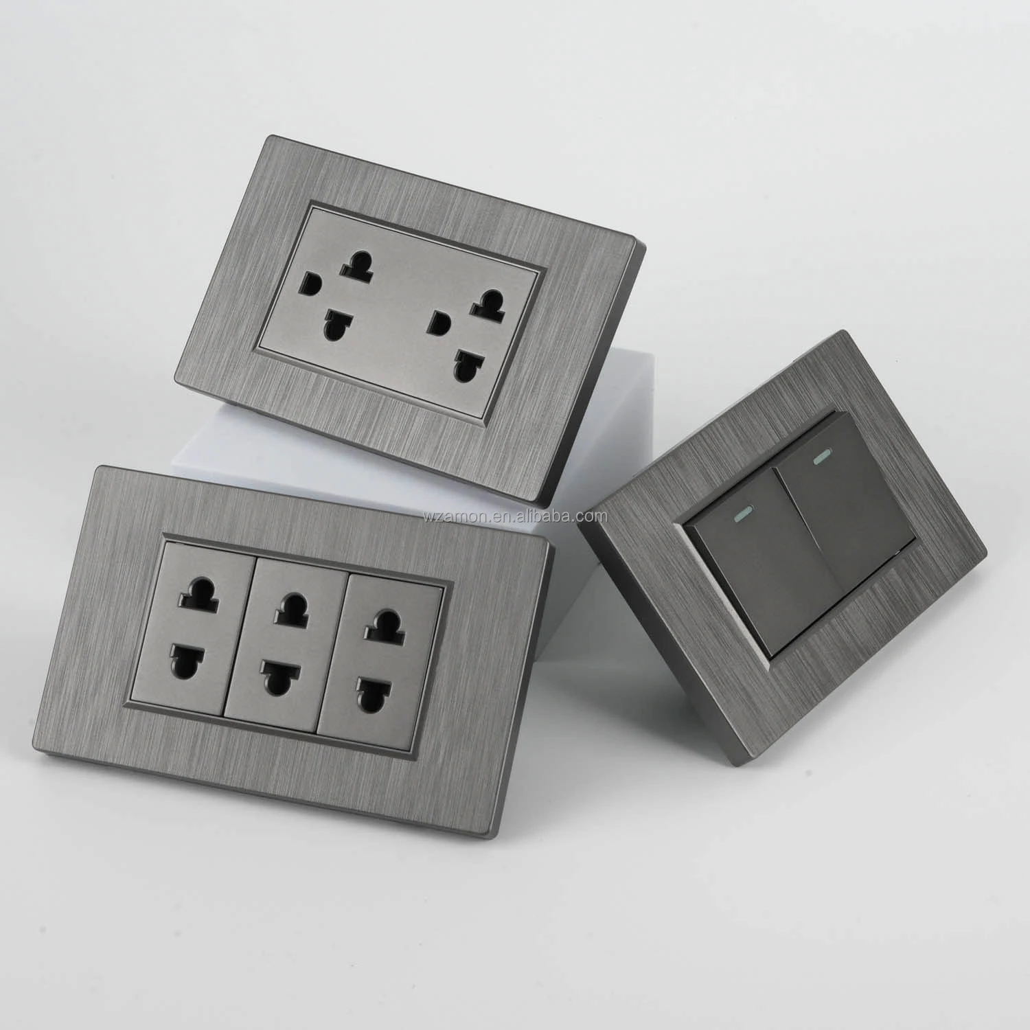 Bolivia Brushed American European 220V Light Wall Outlets And Switches Switches And Socket Electrical