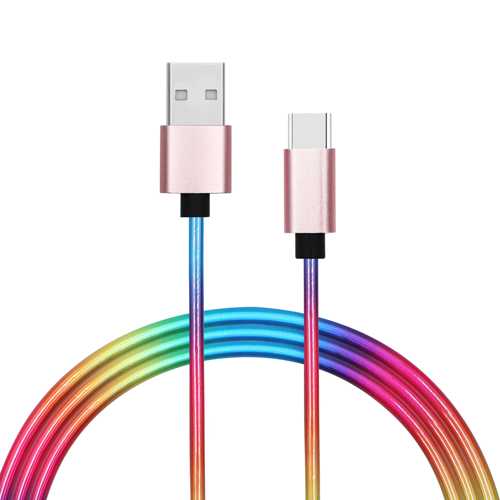 20W/60W most popular style rainbow 3FT/6FT/10FT 2.4A Glitter bling PU leather Charing&sync cable for micro&type C&8pin