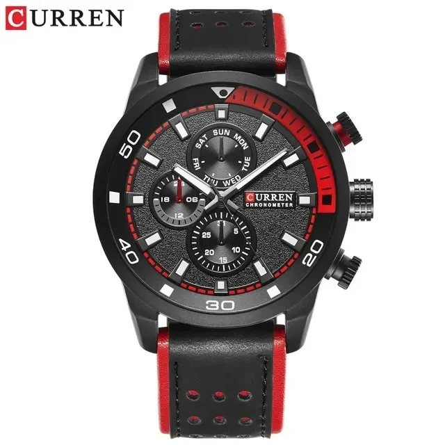 CURREN 8250 Men Japan 24mm Quartz Watch Luxury Brand Fashion Casual Week Display Leather Strap Sport Wristwatch