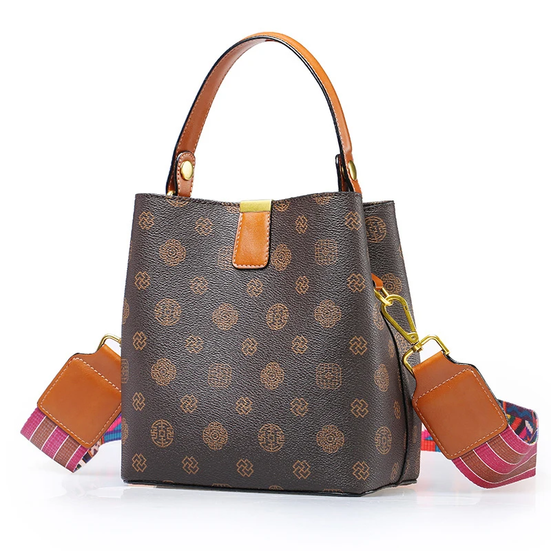 Korean Luxury Leather Bucket Handbag For Women Lady Shoulder Custom Tote Bag