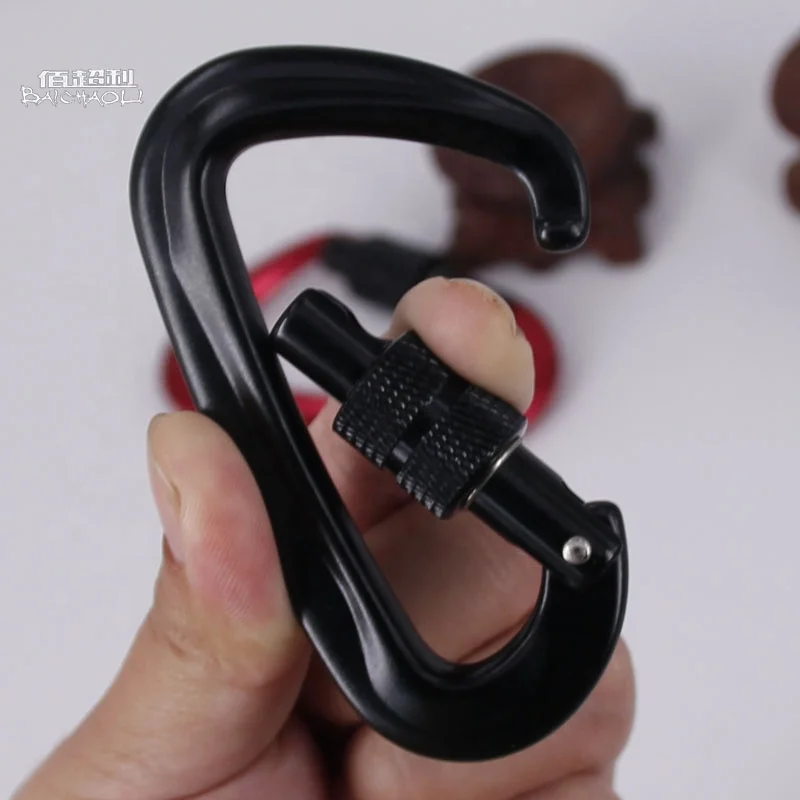 8#D shaped 7075 Aviation  Aluminum metal 12KN swivel spring locking climbing carabiner hooks FOR camping hiking or bicycle ball