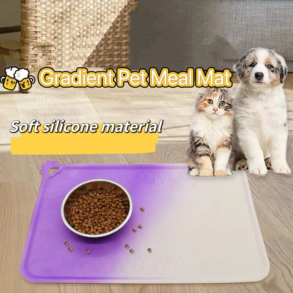 Customize Non-slip Pet Food Mat Latest Color Gradient Pet Food Placemat to Avoid Leakage for Dogs and Cats