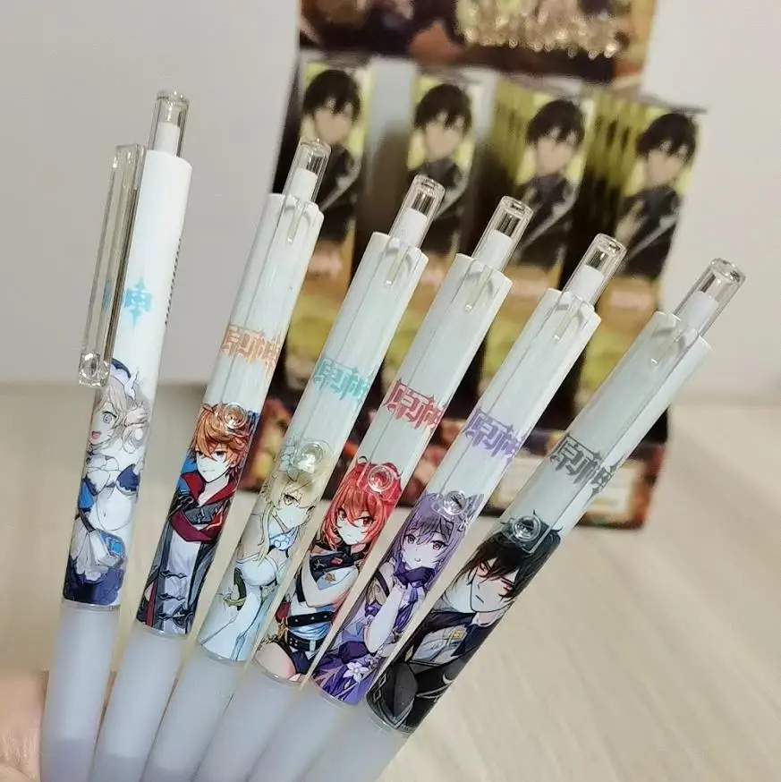 23 Styles 24PCS/SET Genshin Impact Jujutsu Kaisen Genshin Impact Miku Blue Lock Haikyuu Surprise Blind Box Toys Pens for Student