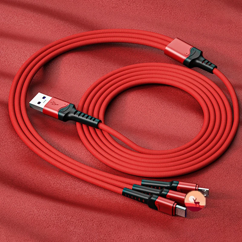 Nylon Braided All Copper Conductor Phone Multi Usb Data Type C Fast 3 In 1 Charging Cable