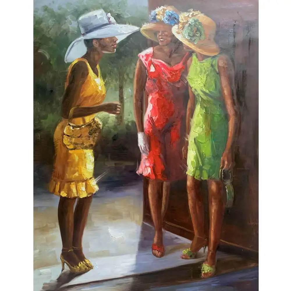 African Art Black and Gold Woman Oil Painting on Canvas Posters  Wall Art Picture for Living Room