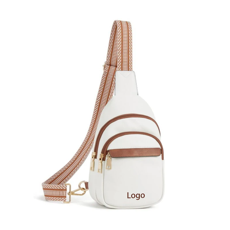 Personalized Logo PU Leather Sling Bags for Women Men Traveling Multipurpose Smell proof Shoulder Chest Bag
