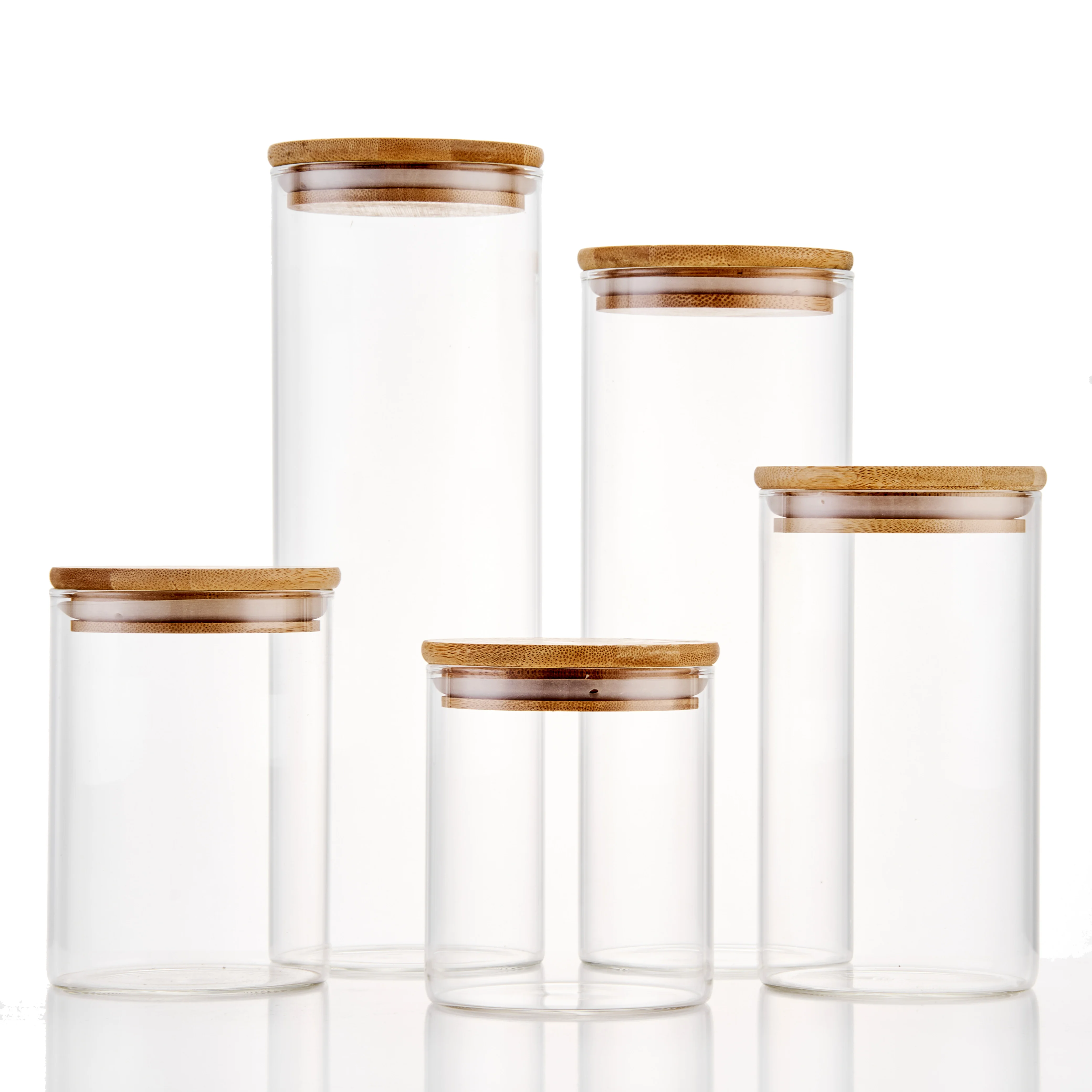 LINUO Китай производитель 250 мл 500 100 круглые банки из боросиликатного стекла с бамбуковыми деревянными крышками