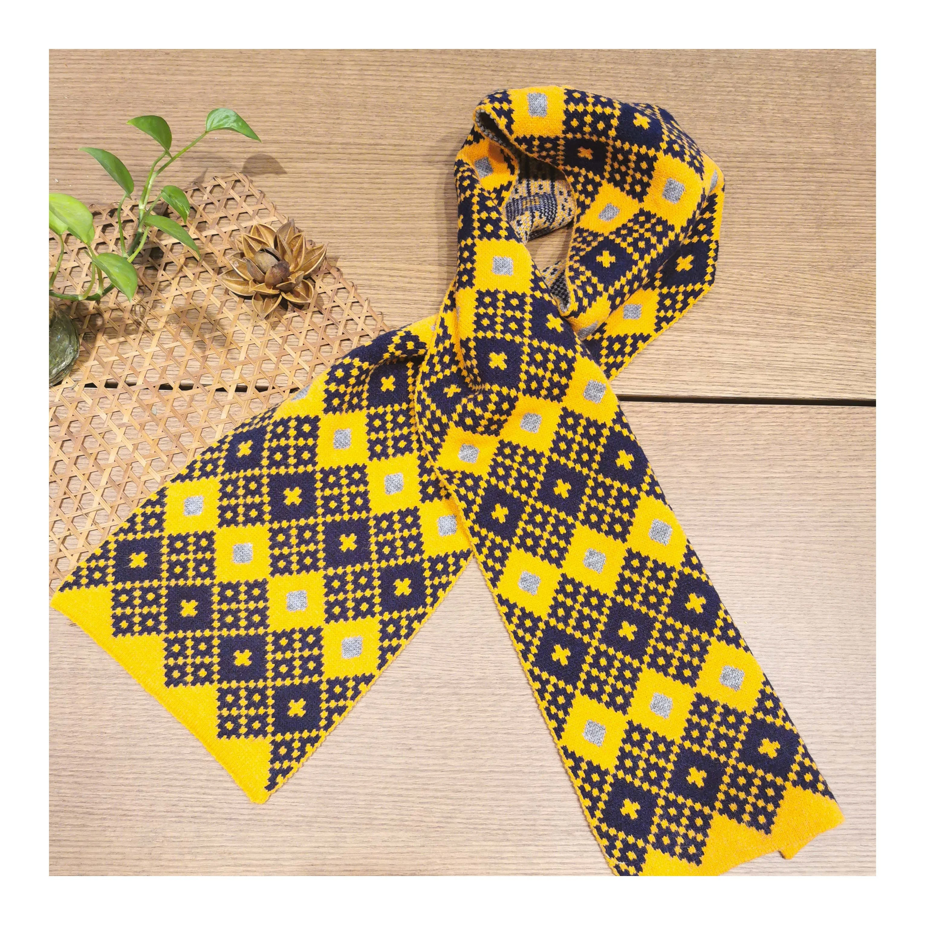 Оптовая продажа на заказ/зимняя теплая шерстяная шаль вязаный шарф кашемировый теплый клетчатый парный шарф