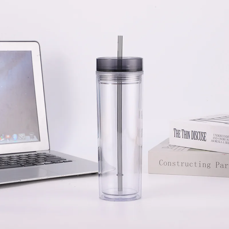 Wholesale luxury custom high quality wine acrylic clear double wall 24oz cold cup plastic tumblers with lid and straw