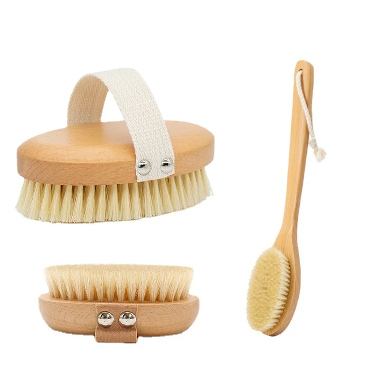 Dry Body Scrub Bath Brush Natural Wood Brushing Bristle Natural Exfoliating Sisal Brush for Shower Wholesale