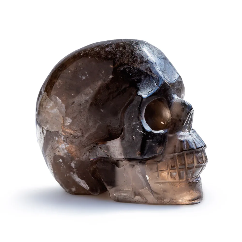Wholesale Natural Hand Carved Smoky Quartz Crystal Skulls Folk Crafts Healing Stone For Hallowmas Decoration