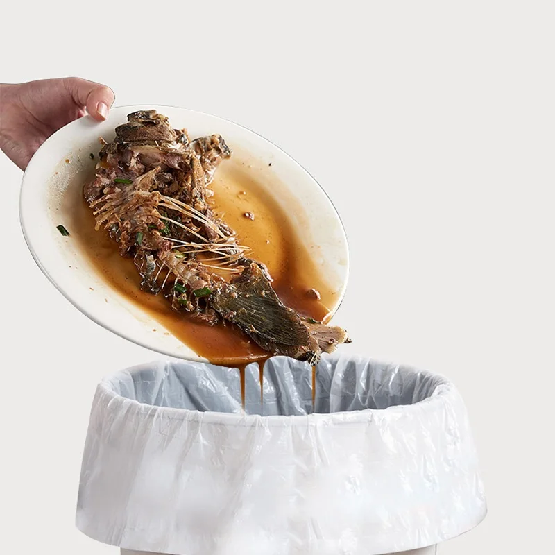 White HDPE Material Heavy-Duty Garbage Bag Rolls Bulk Supply with Easy-Tear Perforations Thick Custom Logo for Residential Use