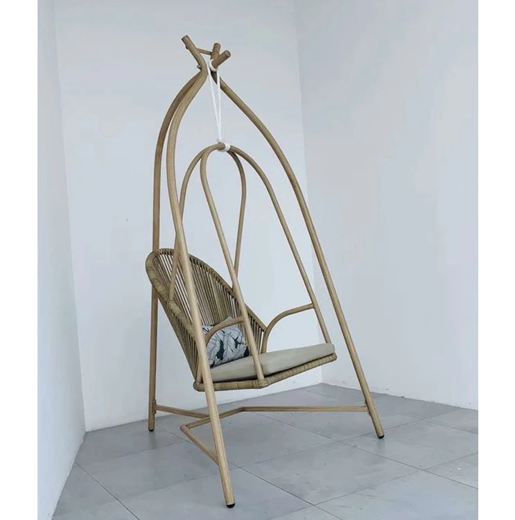 Hot Sell Aluminum Frame PE Rope Outdoor Furniture Swing Hanging Basket Chair