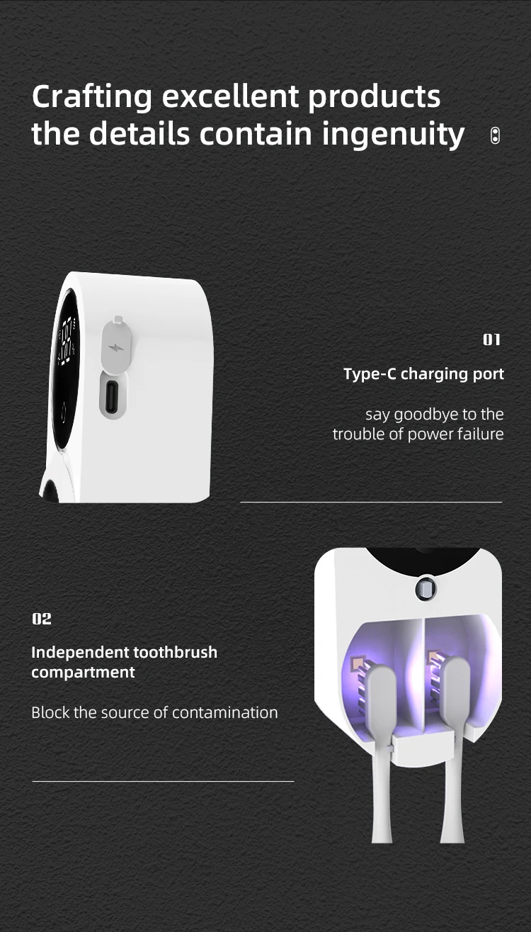 X122 couple Cordless  smart 1800mah battery powered  toothb electric rush holder 24-hour cycle uv  sterilization