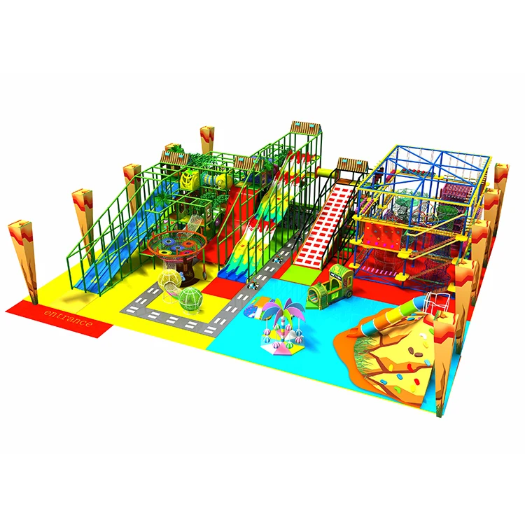 Commercial entertainment kids soft indoor playground equipment with trampoline