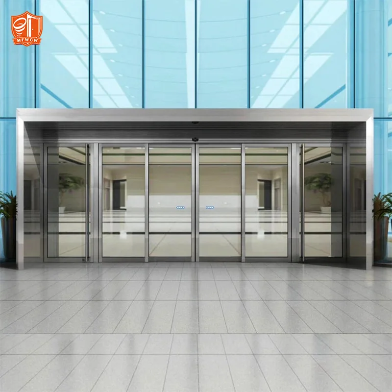Minimalist design narrow frame aluminium sliding glass door automatic