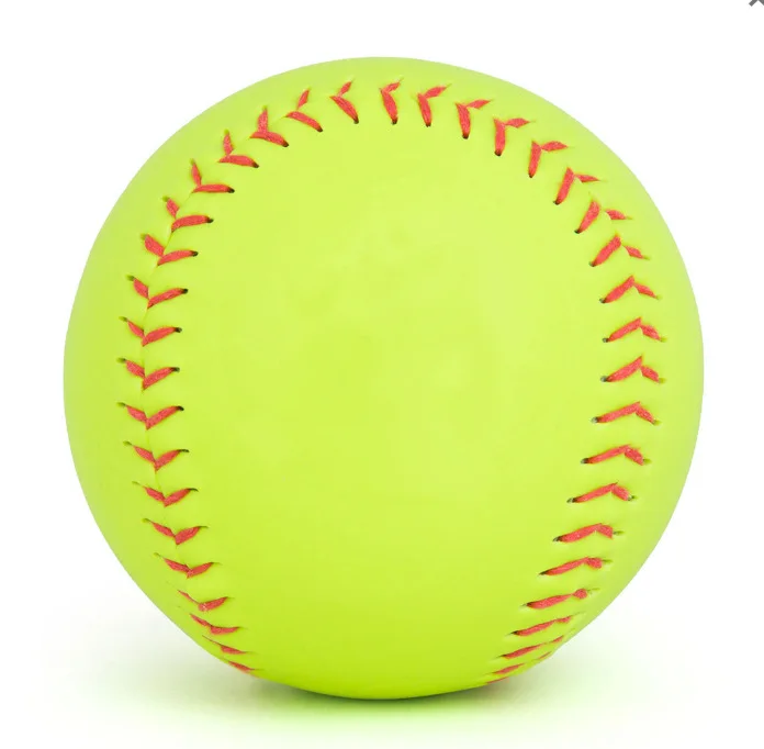 Red Stitched 12 Inch Circumference Standard Bright Yellow Softball PVC Synthetic Leather Cork Core Sports Training Softball