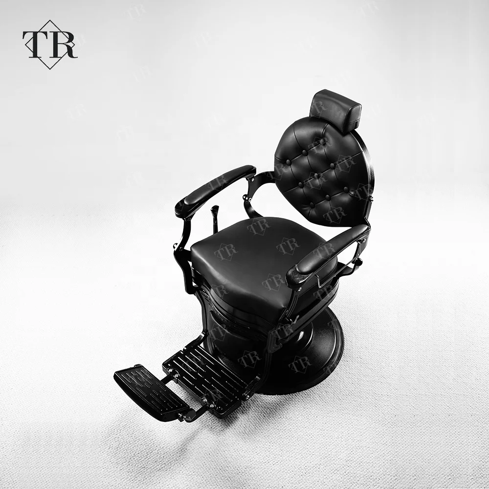 Turri European Style Black High Class Professional Hair Cut Barber Hairdressing Styling Chair Vintage Barber Chair for Men Metal