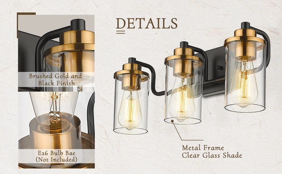 Factory Directly Wholesale Hotel Bathroom European Style Glass Vanity Light Wall Mounted Lights Interior