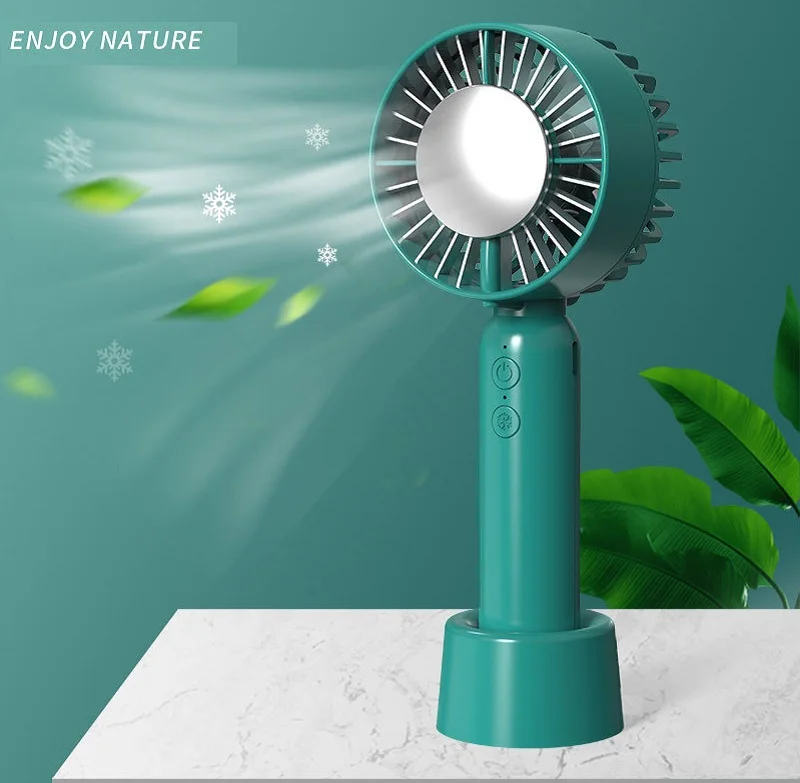 Air Ice Cooling Hand Fan USB Fan Stand Table Desktop Mini Cooling Blower Rechargeable Portable Fan Nice Gift