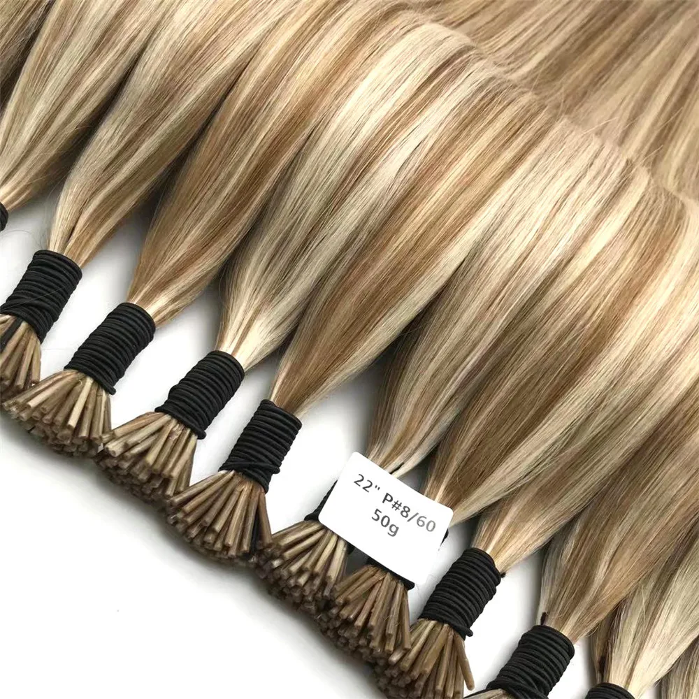 100% human remy double drawn keratin i tip brazilian hair extensions wholesale