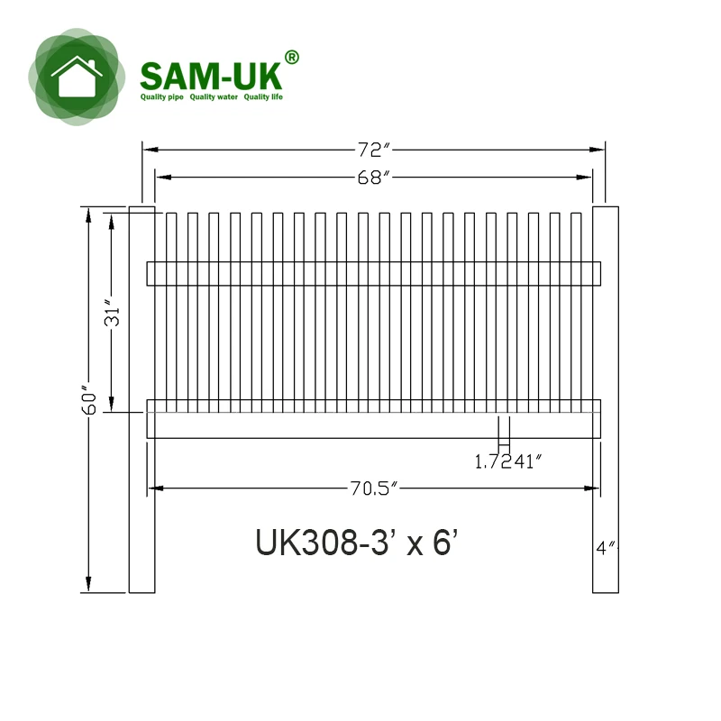 Customized wholesale family garden privacy vinyl pvc decorative white fence sheep yard bamboo panel fence garden
