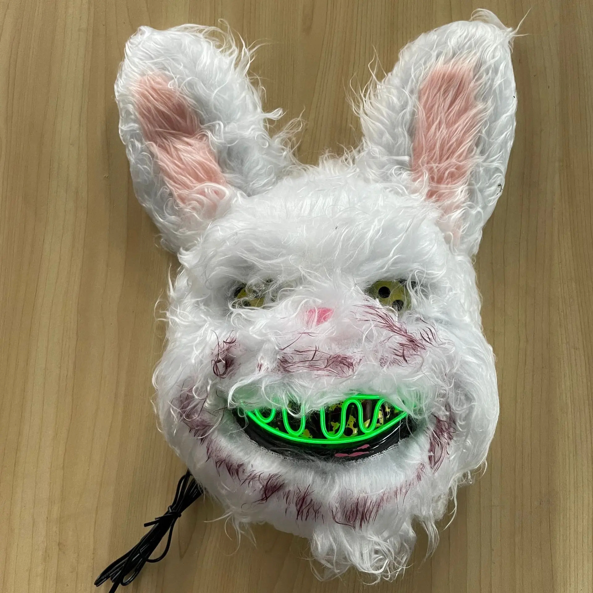 Halloween Party Bloody Head Cover Rabbit Bear Cosplay Glowing Mask Halloween Carnival Headgear Props Handmade Party Dance Horror
