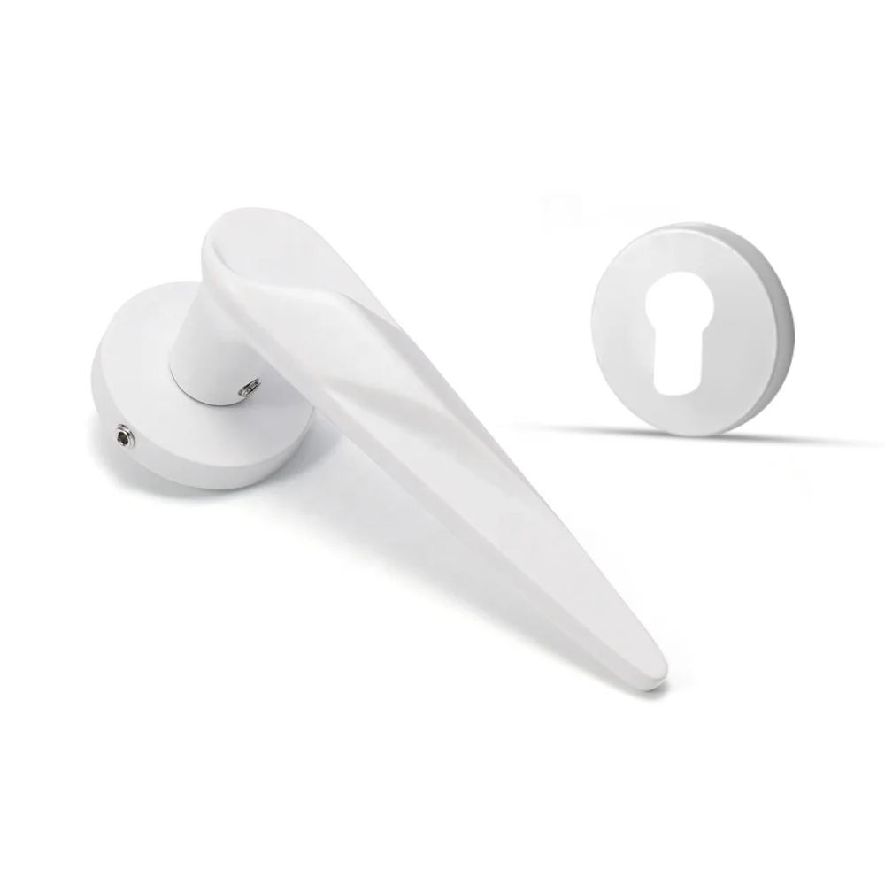 YONFIA 8061R01 factory modern white home interior door handle lock set zinc alloy lever door handle white for toilet door