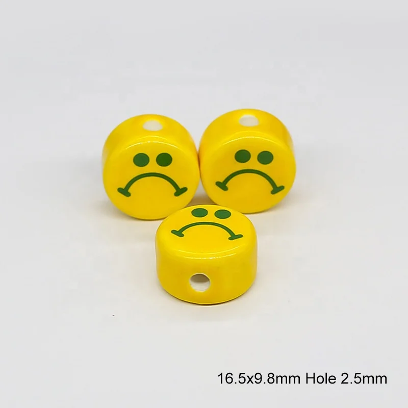 Wholesale high quality yellow smiley face design porcelain beads in various colors and sizes for DIY jewelry making