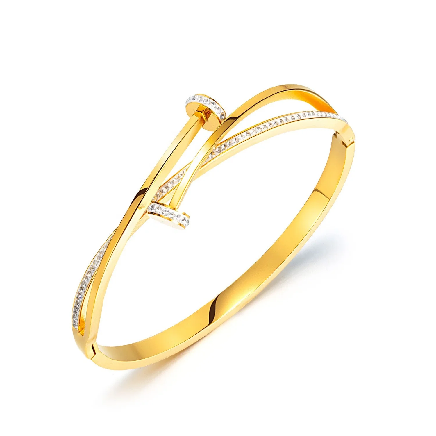 French light luxury nail bracelet fashion exquisite high sense everything diamond set stainless steel jewelry women gift jewelry