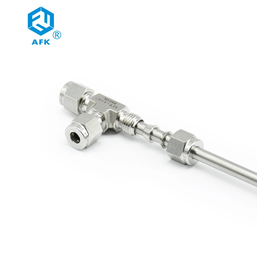 Instrument Double Ferrule Compression Connectors 1/8in~1/2in Stainless Steel 316 Swagelok Tube Fitting Equal Tee Fit