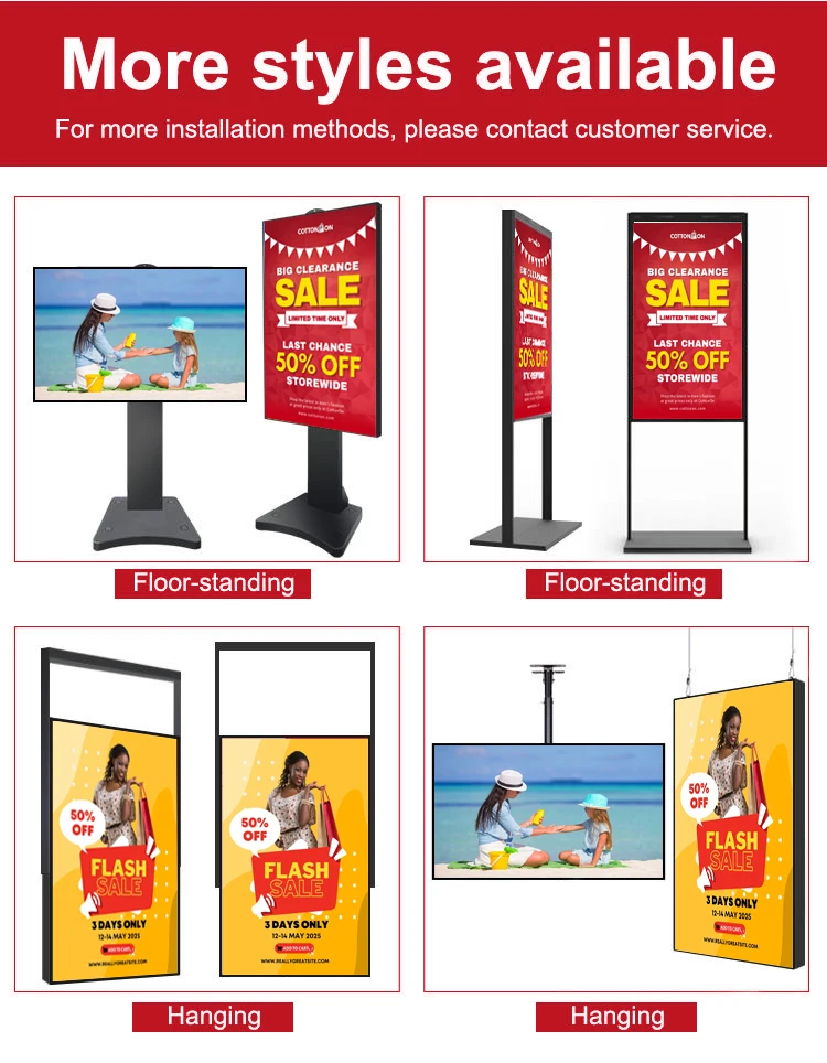 KINGONE Freestanding Digital Signage Kiosk Single Dual Screen 4000 Nits High Brightness Lcd Window Display