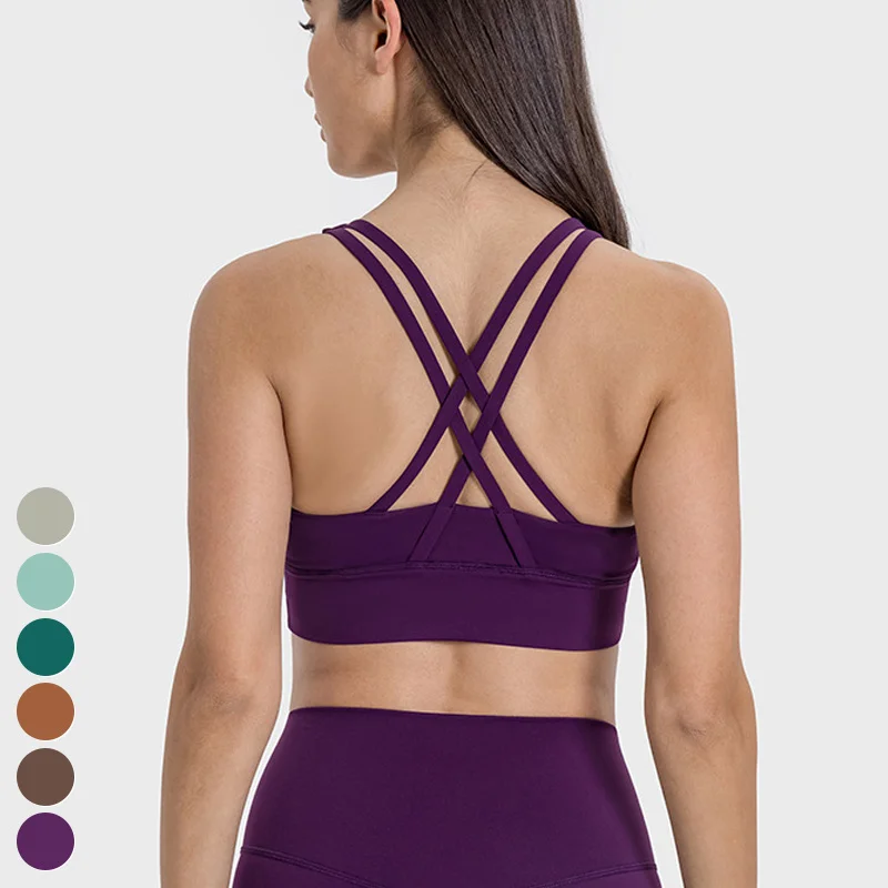Sexy Breathable Sports Bra High Impact Shockproof Sportswear Crossover Back Workout Bras Fitness Yoga Top Sports Bra For Women