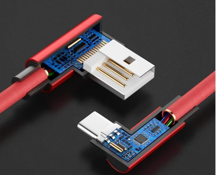  Горячая Распродажа Быстрая зарядка 90 градусов хлопковый Плетеный USB-кабель для iPhone/ Type
