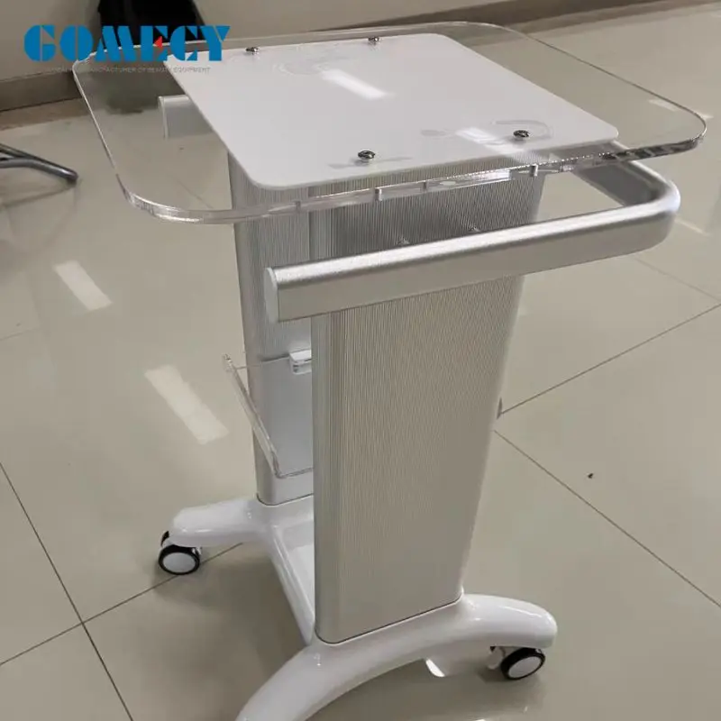 Stable Cart Table 4 Wheels Aluminum Alloy Frame Acrylic Panel Trolley Cart Beauty Device Use Portable Beauty machine display use