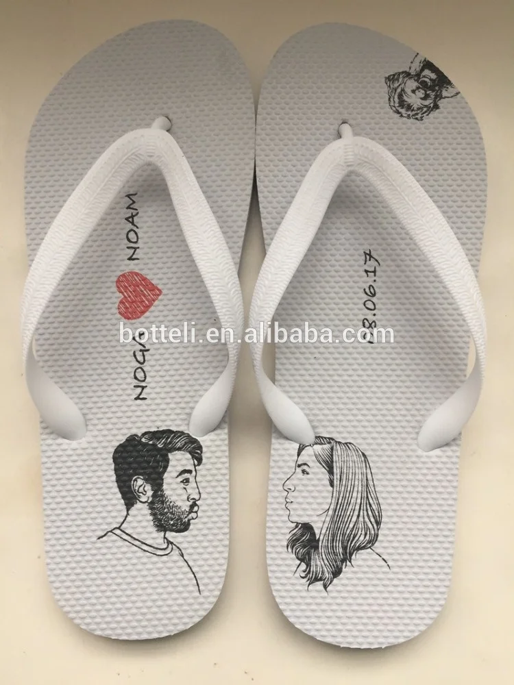 Cheap Flip Flops Custom logo Print, White Custom Wedding Guest Flip Flops Print, White Custom Made Wedding Flip Flops for Guests