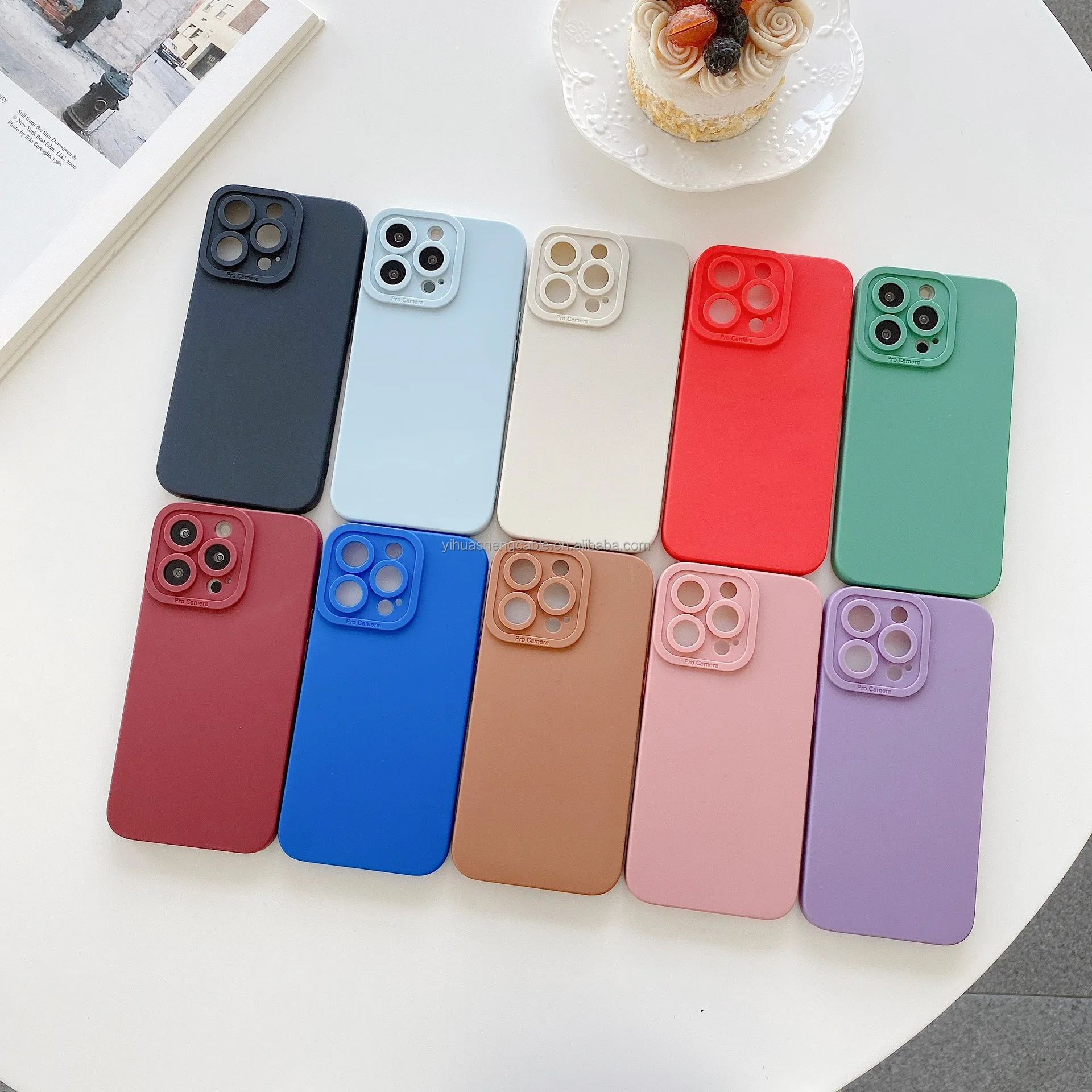 Straight edge angel eye fine hole mobile phone case protective cover frosted silicone TPU solid color soft case