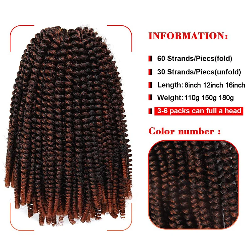 Free sample Spring Twist 8 Inch Synthetic Nubian Braid Extension Kenya Crochet Braids 350 Red Spring Twist Hair