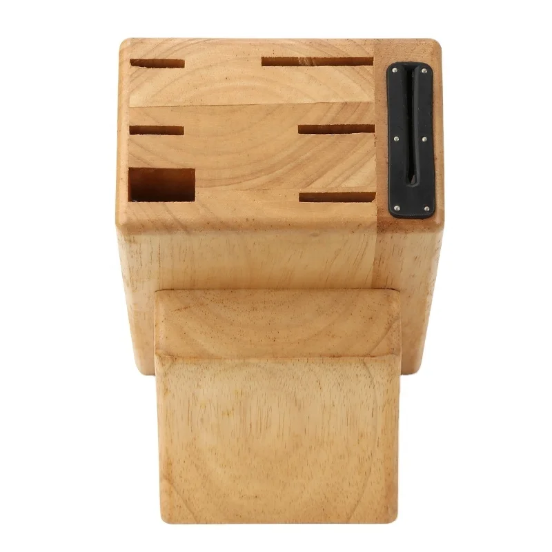 Universal Kitchen Knife Holder Rubber Wood 6 Slots Knife Storage Organizer Block
