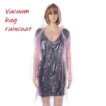 Super thin small pocket disposable vacuum bag wallet rain poncho