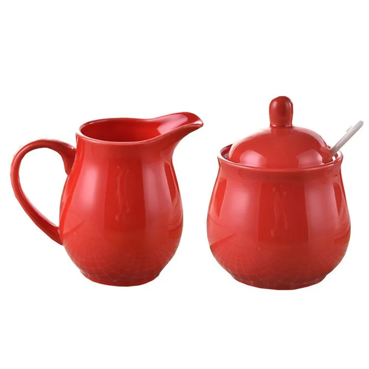 Керамическая сахарница, керамический цветной набор для сливок и сахара с крышкой, набор для сервировки кофе, 12 унций, кувшин для крема, сахарная банка