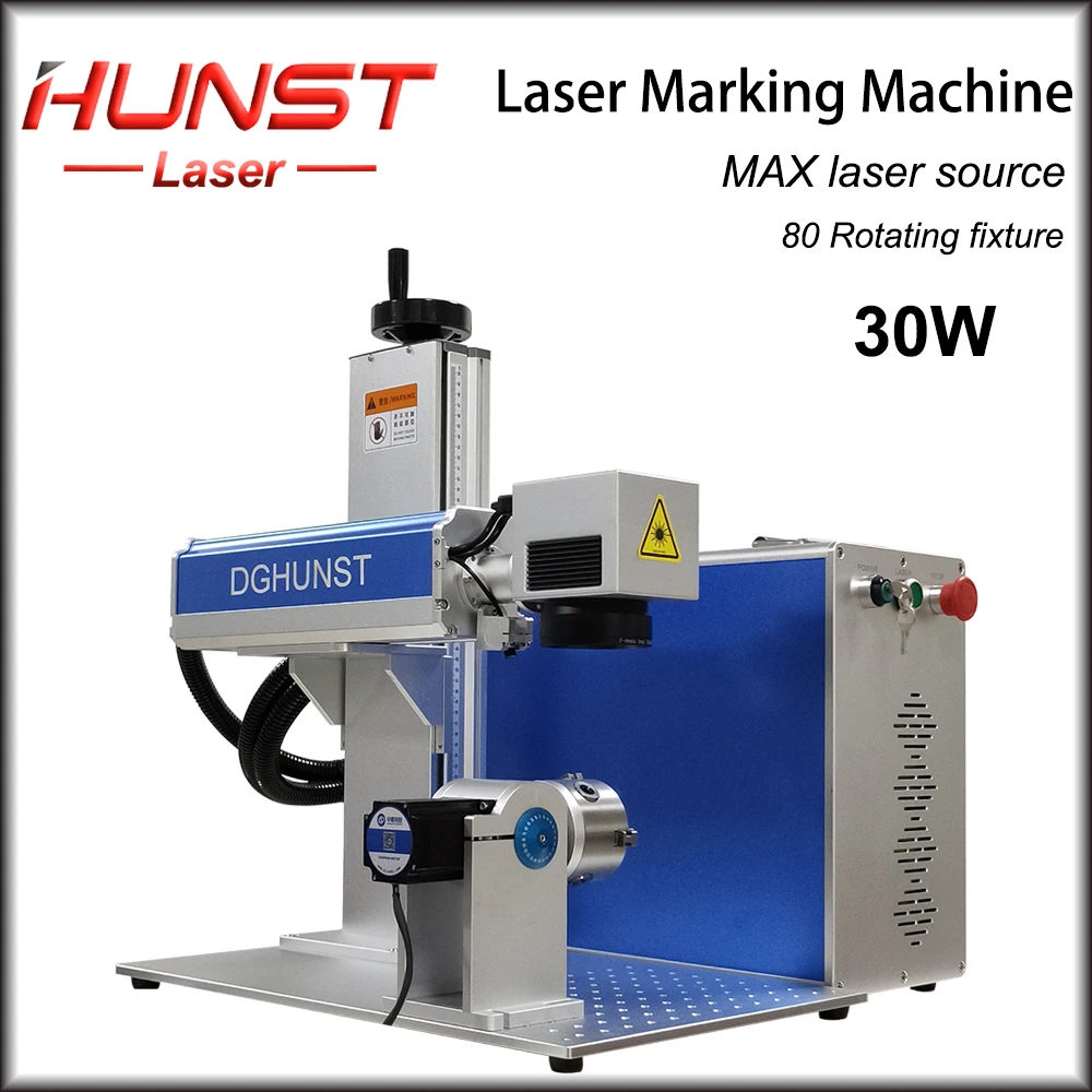 Hunst 20W 30W 50W Fiber Laser Marking Machine Raycus 100*100mm-300*300mm Working Area for DIY Marking Metal Stainless Steel