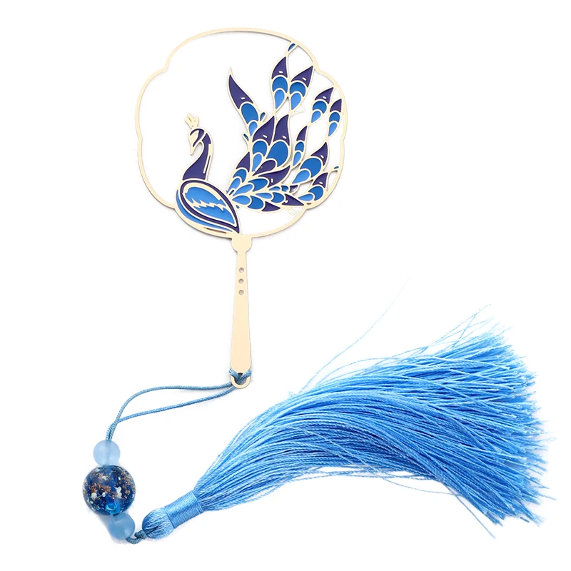 Supply metal peacock bookmarks, gold hollow bookmarks book lovers office supplies bookmarks for books