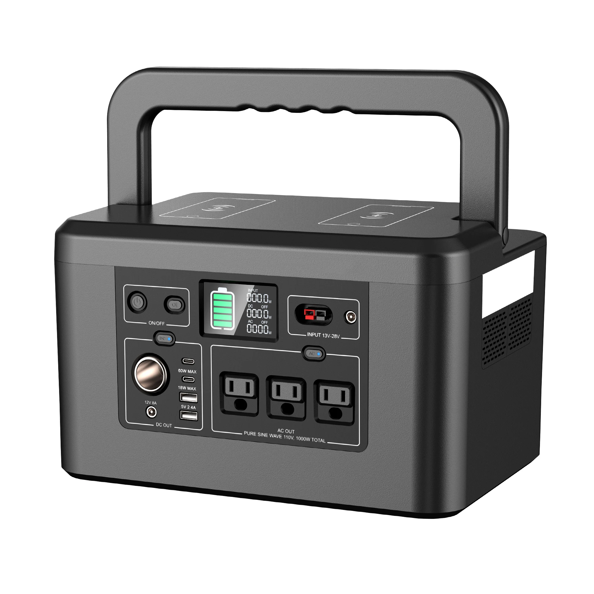 1000W/800W Portable Power Station Home Energy Storage Battery, Solar Power Generator R1000