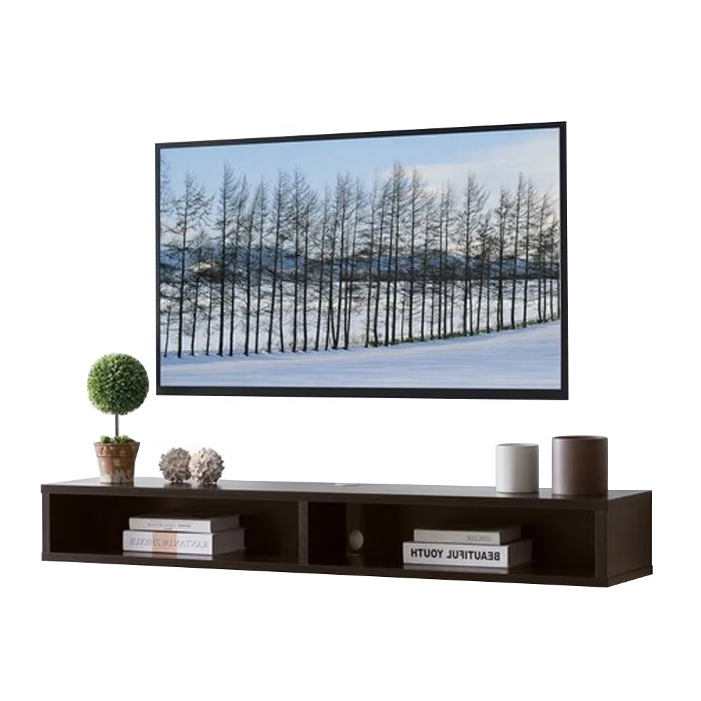 Simple wall mounted hanging wood television console cabinet entertainment center floating tv stand