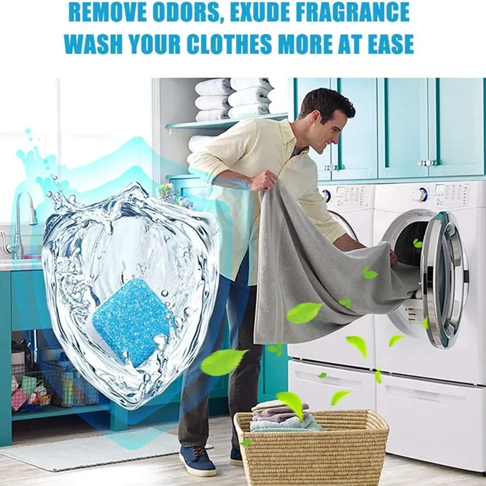 Washing machine detergent cleaner 12 pcs deep cleaning tablets for front loader & top load washer clean laundry tub seal